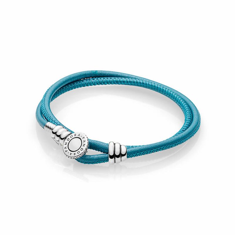 Pandora Turquoise Braided Double-leather Charm Bracelet - Sterling Silver/Leather/Turquoise - Canada